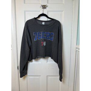 NBA Licensed Philadelphia 76ers Oversized Pullover Gray Women's Sweatshirt 2XL